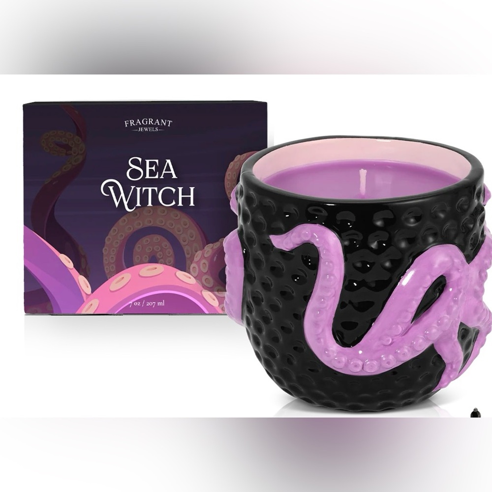 Fragrant Jewels Sea Witch Collectible Ceramic Candle Jar Holder Rare